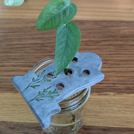 Ceramic Tombstone Propagation Frog / Mason Jar Topper